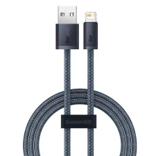  USB töltő- és adatkábel, Lightning, 100 cm, 2400 mA, gyorstöltés, cipőfűző minta, Baseus Dynamic, CALD000416, szürke kábel és adapter