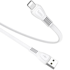  USB töltő- és adatkábel, Lightning, 100 cm, 2400 mA, törésgátlóval, lapos, Hoco X40 Noah, fehér kábel és adapter