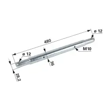 utángyártott Alsó függesztőkar tengely Massey Ferguson - Ø 36 mm, hossz 480 mm autóalkatrész