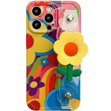 utángyártott Apple iPhone 14, Szilikon tok, kézpánttal, virág minta, Flower Case, mintás tok és táska