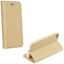 utángyártott Apple iPhone 15 Plus, Oldalra nyíló tok, stand, Luna Book, arany tok és táska