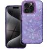 utángyártott Apple iPhone 15 Pro, Műanyag hátlap védőtok + szilikon keret, kristály minta, Tutti-Frutti Case, lila
