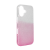 utángyártott Apple iPhone 16 csillámos hátlap tok, átlátszó/rózsaszín