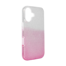 utángyártott Apple iPhone 16 csillámos hátlap tok, átlátszó/rózsaszín tok és táska