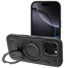 utángyártott Frost Armor Apple iPhone 17 starabíró tok kitámasztóható gyűrűvel, fekete tok és táska