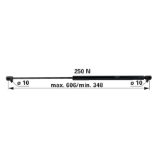 utángyártott Gázrugó első szélvédőhöz Fendt X800420489000 - 250 N, hossz 606 mm autóalkatrész