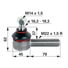 utángyártott Gömbcsukló Steyr - M22 x 1,5 autóalkatrész