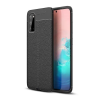 utángyártott Motorola One Vision / P50, Szilikon tok, bőrhatású, varrásminta, fekete