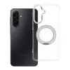 utángyártott Samsung Galaxy A17 tok, gyűrűs kitámasztóval, kameravédő peremmel, MagSafe, átlátszó-fehér