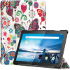 utángyártott Samsung Galaxy Tab S9 FE Plus (12.4) SM-X610 / X616B, mappa tok, színes nagy pillangó minta, Trifold, fehér