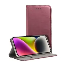 utángyártott Samsung S24 Smart Magneto flip tok, burgundy tok és táska