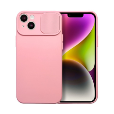 utángyártott Slide Apple iPhone 14 Plus, kameravédős szilikon tok, rózsaszín tok és táska