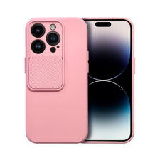 utángyártott Slide Apple iPhone 14 Pro, kameravédős szilikon tok, rózsaszín tok és táska