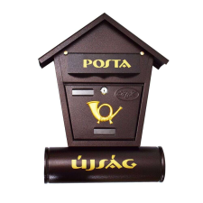 Utcai postaláda újságtartóval - barna postaláda