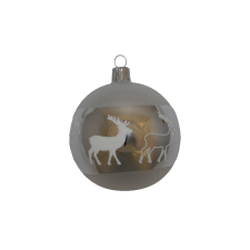  Üveg gömb ezüst 8 cm karácsonyfadísz