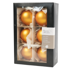 Üveg karácsonyi díszkészlet MATTE ARANY 7 cm arany, 6 db karácsonyi dekoráció