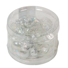  Üvegdísz akasztós irizidáló 4-7cm 12db-os karácsonyfadísz