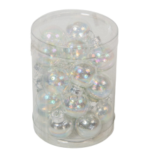  Üveggömb akasztós irizidáló 2,5cm 24db-os karácsonyfadísz