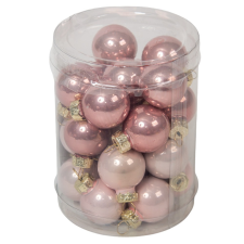  Üveggömb akasztós rózsaszín 2,5cm 24db-os karácsonyfadísz