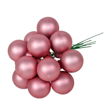  Üveggömb pick bársony rózsaszín matt 2,5cm 12db-os dekorációs kellék