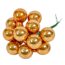  Üveggömb pick gyömbér barna fényes 2cm 12db-os dekorációs kellék