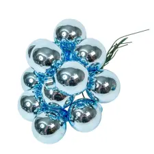  Üveggömb pick jég kék fényes 2,5cm 12db-os dekorációs kellék