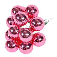 Üveggömb pick rúzs pink fényes 2,5cm 12db-os dekorációs kellék