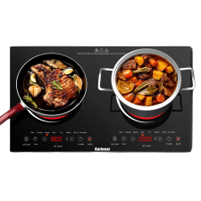  Üvegkerámia főzőlap, kétégős, érintésvezérlés, fekete főzőlap