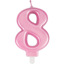 Uvtqssp torta gyertya, 8-as szám, viasz, rózsaszín, 8 cm party kellék