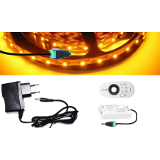 V-tac 5m hosszú 12Wattos, RF 4 zónás távirányítós, 2.4G vezérlős, adapteres sárga LED szalag (300db 2835 SMD LED) világítás