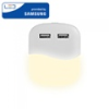 V-tac Éjszakai irányfény LED lámpa (0.45W - négyzet) 2db USB csatlakozóval, meleg fehér, Samsung Chip