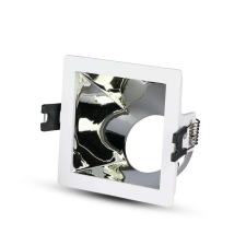 V-tac GU10 LED spotlámpa keret, fehér+króm fix lámpatest - SKU 3168 világítási kellék