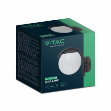 V-tac kültéri fali lámpa, gömb búrával, fekete, E27 foglalattal - SKU 10420 kültéri világítás