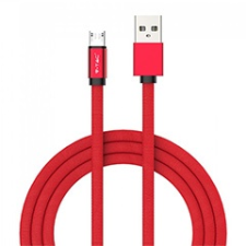 V-tac Ruby USB - Micro USB pamut-szövetkábel (1 méter) piros - USB 2.0 kábel és adapter