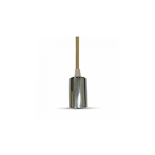 V-tac Textilkábeles fém lámpa, E27 króm foglalat, bézs vezeték világítás