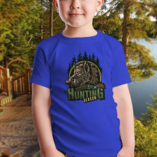  Vadász gyerek póló - Vaddisznó mintával - Királykék 116 gyerek póló