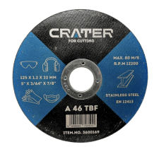  VÁGÓKORONG ROZSDAMENTES ANYAGHOZ CRATER 125x1,2x22MM zár és alkatrészei