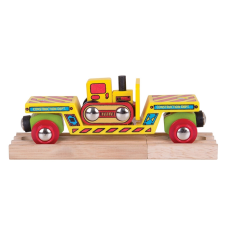 Vagon buldozerrel és 2 sínnel - Bigjigs Rail vágány