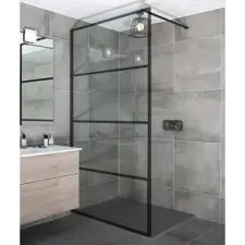  Valencia Walk-in .||. Black zuhanyfal 120, 200cm, 6mm, NANO kád, zuhanykabin