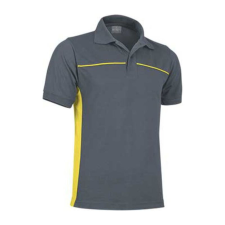 Valento THUNDER, kétszínű unisex galléros piké póló, Cement Grey-Lemon Yellow-3XL férfi póló