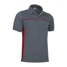 Valento THUNDER, kétszínű unisex galléros piké póló, Cement Grey-Lotto Red-2XL férfi póló