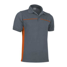 Valento THUNDER, kétszínű unisex galléros piké póló, Cement Grey-Party Orange-M férfi póló