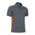 Valento THUNDER, kétszínű unisex galléros piké póló, Cement Grey-Party Orange-XL
