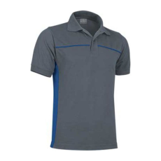 Valento THUNDER, kétszínű unisex galléros piké póló, Cement Grey-Royal Blue-M