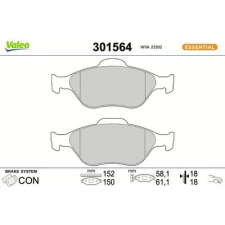 Valeo fékbetétkészlet, tárcsafék 301564 fékbetét
