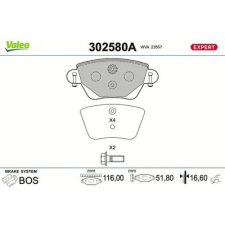 Valeo fékbetétkészlet, tárcsafék 302580A fékbetét