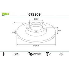 Valeo féktárcsa 672909 autóalkatrész