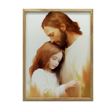  VALLÁSI FALI PLAKÁT JÉZUS ÉS LÁNY KERETBEN 70x100 CM grafika, keretezett kép