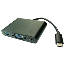Value USB 3.1 C apa - VGA anya + USB3.0 A anya + USB C anya Adapter Fekete kábel és adapter