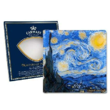 Van Gogh Csillagos éj üvegtányér - 13x13 cm tányér és evőeszköz